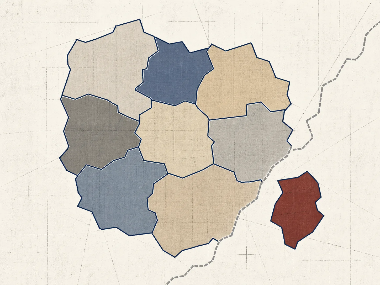 Abstract interlocking place areas with a detached boundary fragment